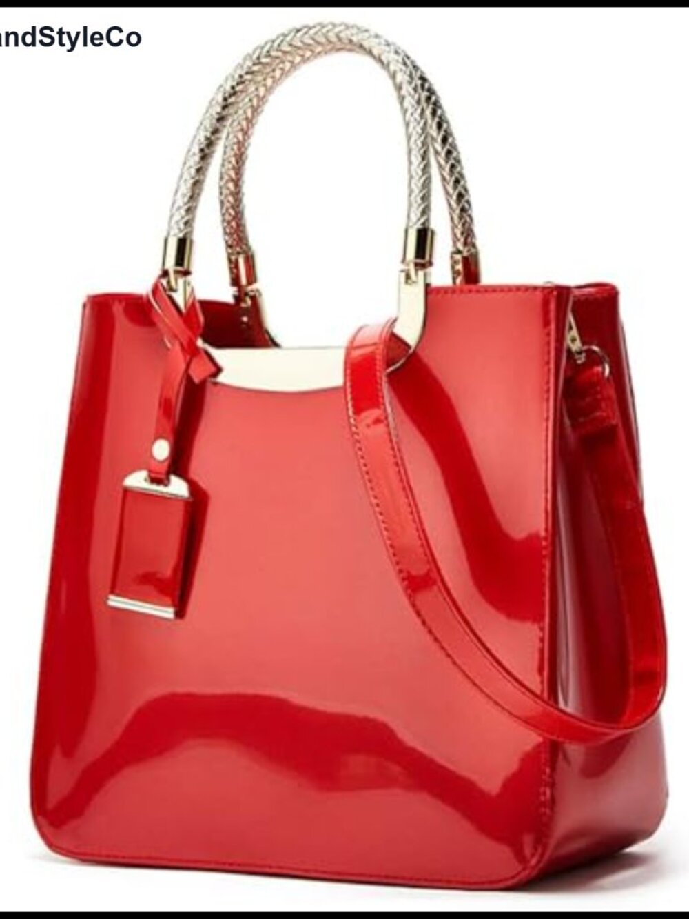 Patent Leather Satchel Bag Top Handle Shoulder Purse Tote Adjustable Strap
